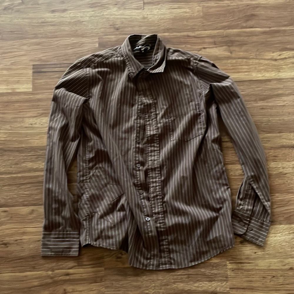 Brown striped dress shirt by Anchor Blue